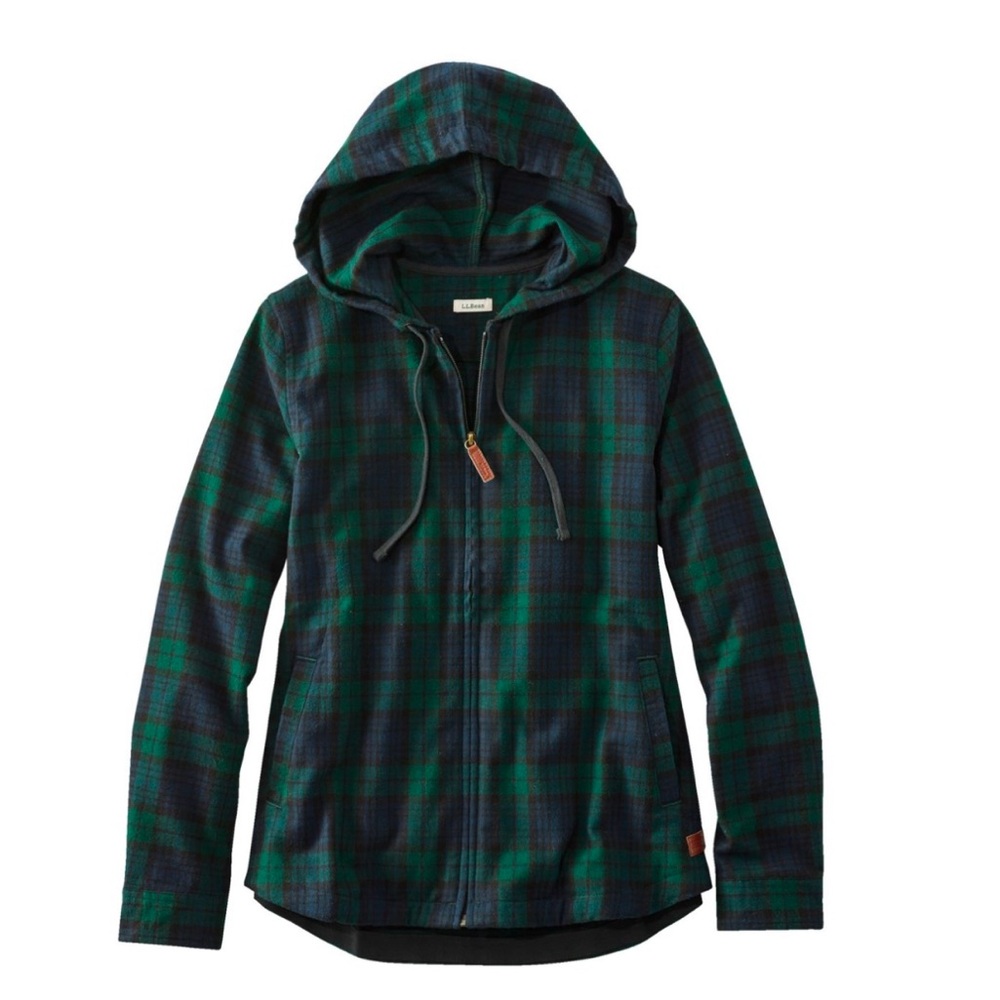 LL Bean Flannel Zip Up Hoodie - Size Small